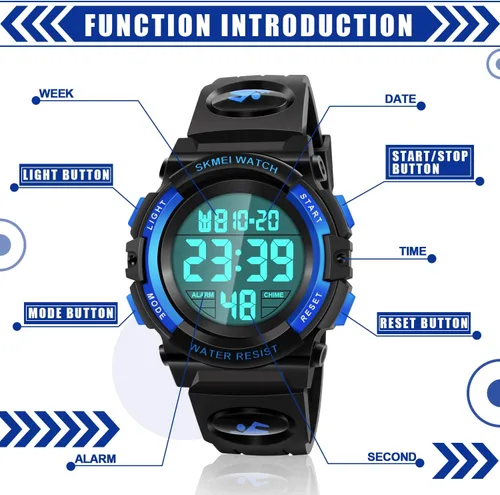Vista 2 de Dodosky Reloj impermeable multifuncional LED para niños - Regalos para niños