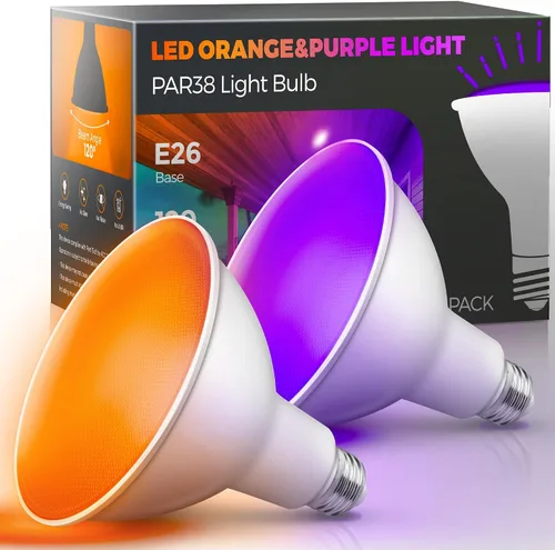 Vista 10 de LOHAS - Bombillas amarillas para insectos para exteriores, luz de inundación LED PAR38 para exteriores, equivalente a 150-200 W, 2000 K,