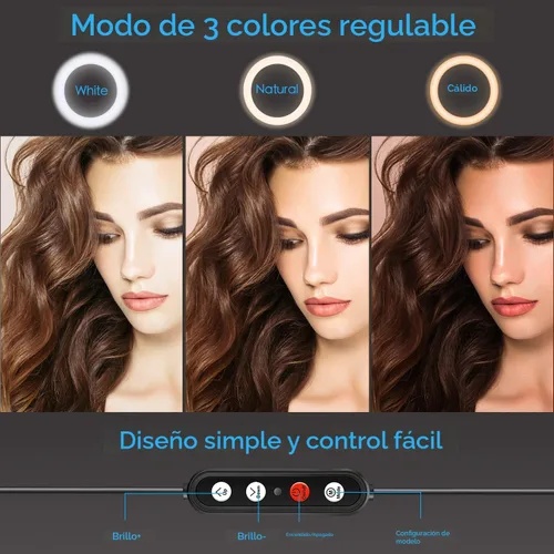Vista 7 de Kaiess - Anillo de luz para selfie de 10.2 pulgadas con soporte de trípode ajustable de 65 pulgadas y soporte para teléfono para transmisión