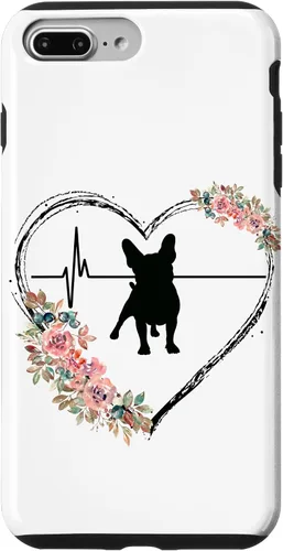 Vista 12 de French Bulldog Heartbeat with Flowers On White Case for iPhone 17