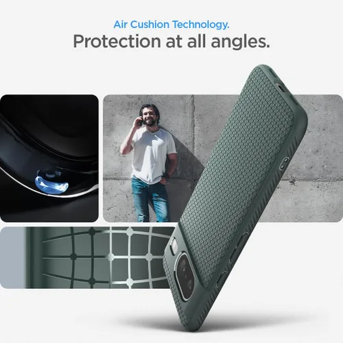 Vista 3 de Spigen Funda para Pixel 8, Liquid Air (2023) [Sin Anillo Magnético] [Protección de Grado Militar] - Abyss Green
