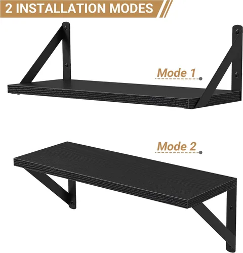 Vista 5 de Heimlove Estantes flotantes para pared, estantes flotantes de madera de 16 pulgadas de largo, juego de 3, estantes colgantes para montar en la pared