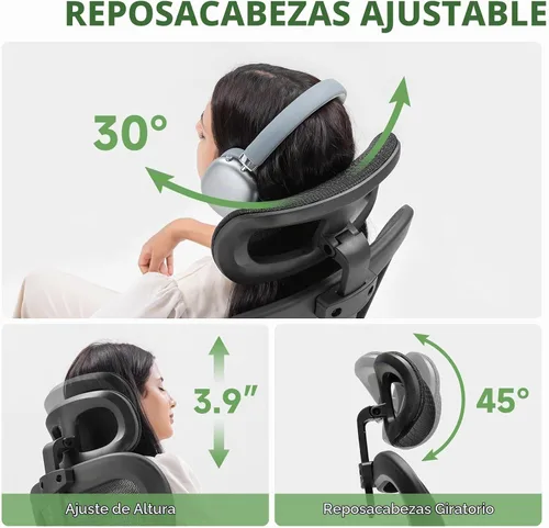 Vista 6 de GTPLAYER Silla de oficina, silla de escritorio ergonómica para el hogar con malla de respaldo alto, sillas de escritorio de malla para computadora