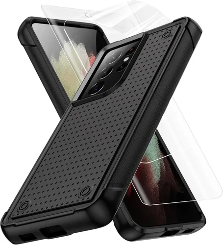 Vista 66 de Jeylly Funda para Samsung Galaxy S10 Plus S10+, ajuste delgado, doble capa, resistente, absorción de golpes, TPU con carcasa trasera de Negro