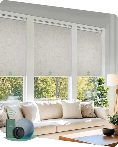 Vista 21 de Yoolax Persianas motorizadas con control remoto, persianas inteligentes opacas para ventanas, persianas enrollables motorizadas, persianas
