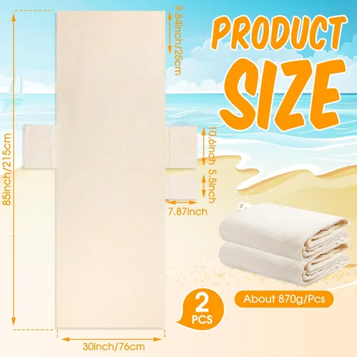 Vista 2 de Redbaker 2 fundas para sillas de playa con bolsillos laterales, toallas suaves de microfibra de algodón para silla de piscina, toallas con bolsillos