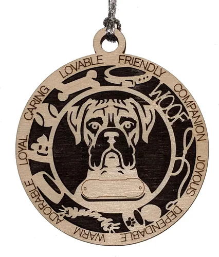 Vista 96 de Adorno de Navidad personalizado para perro Cavalier King Charles Spaniel, redondo de 3 pulgadas, madera cortada con láser de 2 capas, nombre y texto