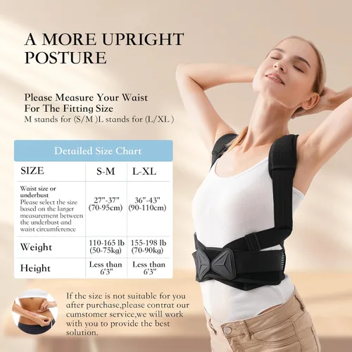 Vista 5 de DARLIS Corrector de postura para mujeres y hombres, soporte ajustable y transpirable para la parte superior de la espalda, corrector de postura