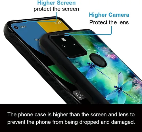 Vista 1171 de Compatible con Google Pixel 4A 5G Mobile Case Creative Acrylic Panel trasero Silicona Protección Grip especialmente diseñado para Google Pixel 4A 5G