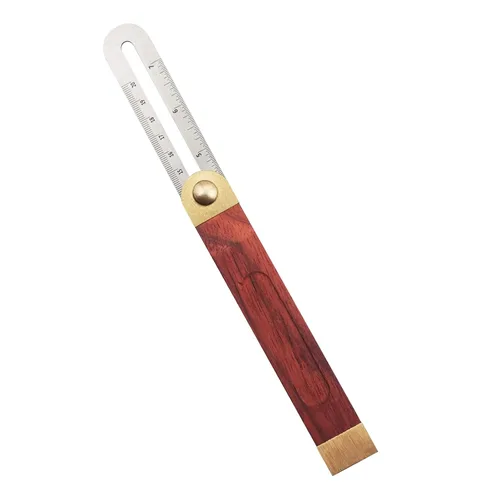 Vista 5 de Medidor de bisel, medidor de bisel deslizante, buscador de ángulo de bisel en T de 8 pulgadas con mango de madera, regla de medidas en T