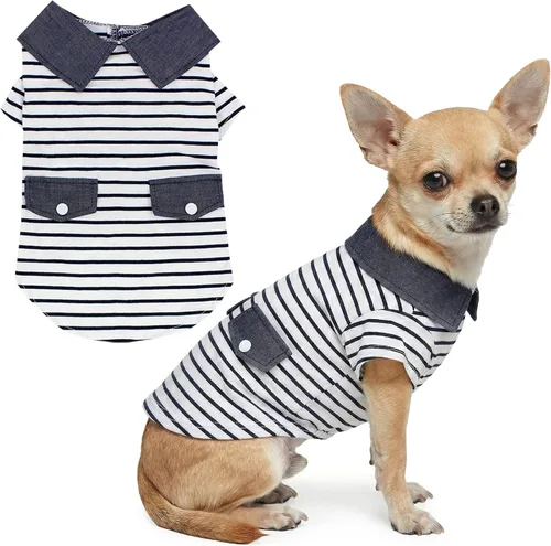 Vista 20 de Parisian Pet Camisa para perro de Amazonia - Ropa de algodón para perros pequeños - Elegante traje tropical para perros - Ropa ligera y suave