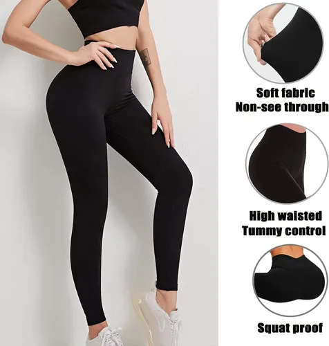 Vista 5 de Hi Clasmix Paquete de 5 leggings súper suaves para mujer, cintura alta, control de abdomen, entrenamiento, yoga, correr, gimnasio, fitness