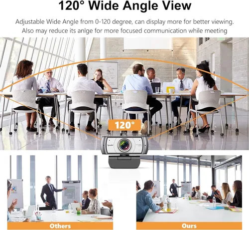 Vista 2 de Cámara web de gran angular, cámara de videoconferencia Spedal 920 Pro de 120 grados, cámara web de transmisión en vivo Full HD 1080P con micrófono