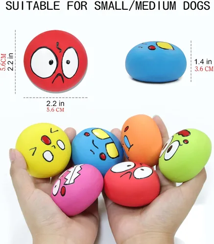 Vista 4 de Pelota chirriante de látex para perros, juguetes de pelota chirriante, juguete para cachorros, mascotas pequeñas y medianas (6 unidades (C))