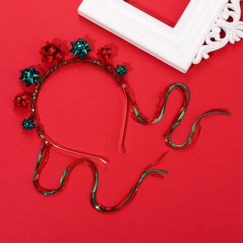 Vista 28 de MOLOCH Diadema de Navidad con lazo de Navidad, diadema de borla roja y verde, diadema de carnaval, disfraz de Navidad, accesorios para el cabello