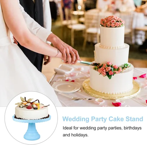 Vista 3 de PRETYZOOM Soporte de plástico para tartas con pies, redondo, soporte para cupcakes, cumpleaños, boda, elevado, para tartas, pasteles, macarrones