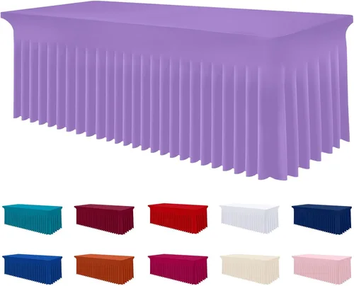 Vista 61 de Smiry Mantel de Spandex, Mantel Elástico Ajustable Extensible para Mesas Rectangulares de 6 Pies, Falda Cubierta de Mesa Impermeable y Lavable