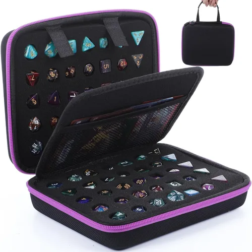 Vista 15 de Aoriher 1 Pcs Dice Case with Removable Slotted Tray for Storage Game Storage Case Dice Holder Holds up to 70/10 Sets (Blue)