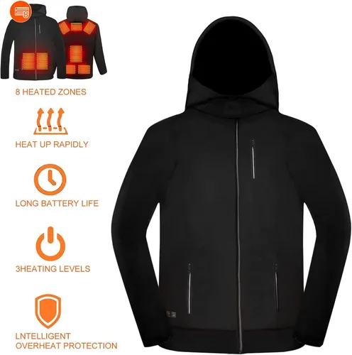 Vista 3 de Pinuotu Chaleco calefactado para hombres y mujeres, chaqueta térmica recargable por USB, calentador de cuerpo eléctrico, sin batería