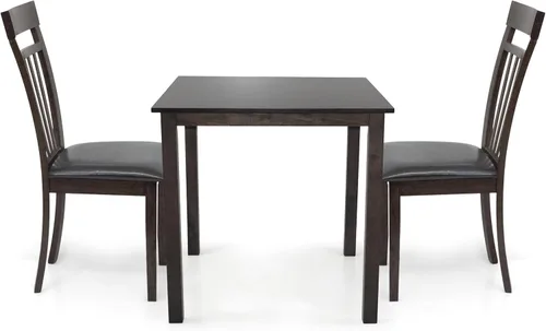 Vista 2 de Juego de cocina de comedor de 3 piezas, mesa cuadrada y 2 sillas cálidas en acabado negro espresso