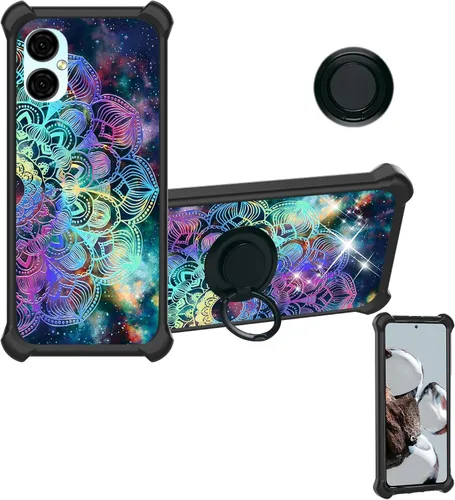Vista 10 de ATT Maestro 3 U626AA - Funda compatible con AT&T Maestro 3 (policarbonato duro + silicona suave), soporte de anillo, luz reflectante colorida
