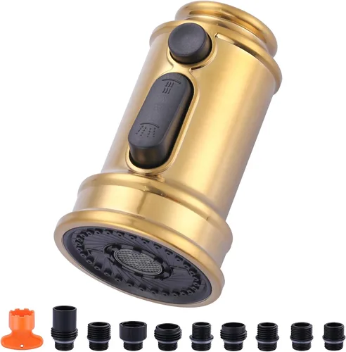 Vista 10 de Cabezal de Repuesto para Rociador de Grifo Extraíble, Cabezal de Rociador Extraíble Negro de 3 Funciones con 9 Adaptadores para Grifo de Fregadero
