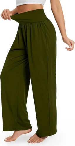 Vista 3 de Gracyoga Pantalones de pierna ancha para mujer, casuales, holgados, para yoga, cómodos, de cintura alta, con bolsillos
