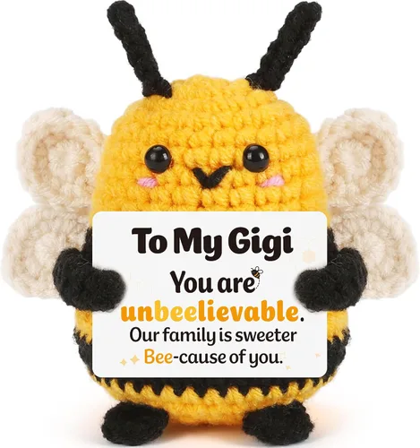 Vista 10 de LEJIAJINW - Regalos para tía para mujer, regalos de cumpleaños para tía de sobrina sobrina, linda abeja de ganchillo hecha a mano, regalo único