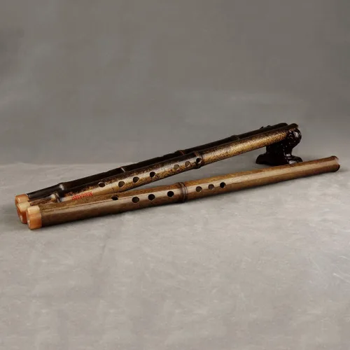Vista 9 de Flauta de bambú vertical marrón original Instrumento musical chino tradicional Xiao