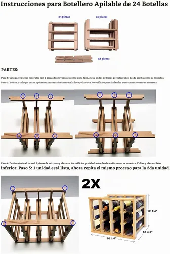 Vista 6 de sfDisplay,LLC. Estante modular apilable para vino de 24 botellas como muchos juegos juntos (1 juego = capacidad de 24 botellas)