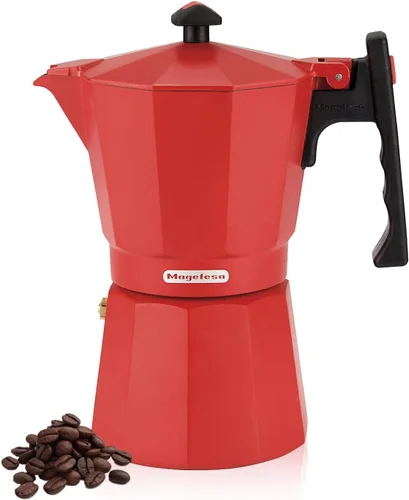Vista 9 de Magefesa Colombia Noir - Olla de café expreso, 3 tazas/5 onzas, cafetera italiana para café cubano, aluminio extragrueso, mango resistente al calor