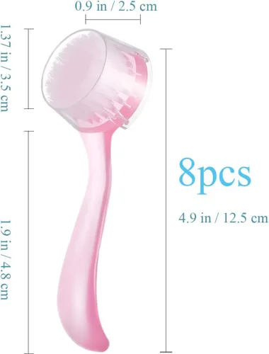 Vista 6 de ARTIBETTER Juego de 8 cepillos faciales exfoliantes faciales con tapa, 8 piezas de cepillo facial manual para limpieza profunda de poros