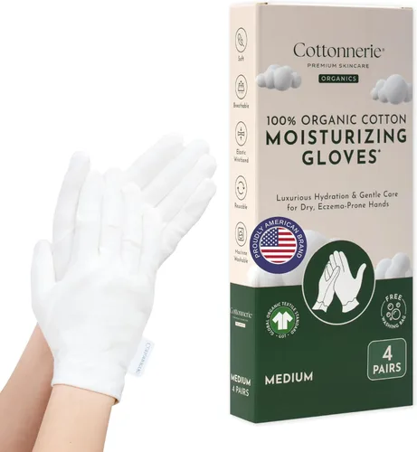 Vista 19 de 4 Pairs Cottonnerie Original Cotton Gloves for Dry Hands Sleeping, Moisturizing Gloves Overnight, Hand Moisturizer Gloves, Moisture Gloves for Dry