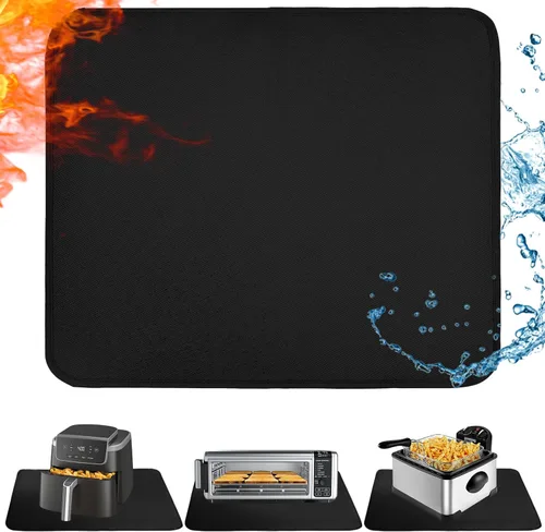 Vista 13 de Alfombrilla resistente al calor para freidora de aire, freidora profunda, horno, almohadillas calientes negras de 12 x 14 pulgadas para protector