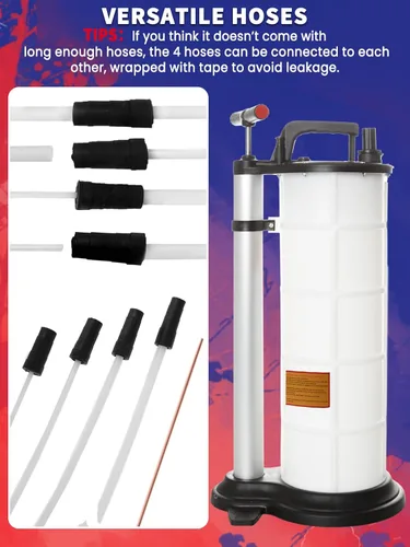 Vista 5 de Bomba extractora de aceite 9L Cambiador de aceite manual Evacuador de líquido de vacío Extractor para fluidos automotrices Evacuación al vacío