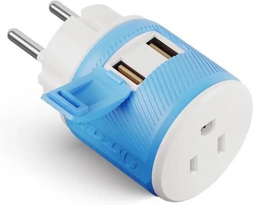 Vista 16 de OREI Adaptador de enchufe para viajes a Sudáfrica, Botsuana, Namibia con doble USB - Entrada EE. UU. - Tipo M (U2U-10L), Funcionará con teléfonos