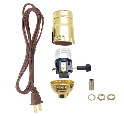 Vista 9 de B&P Lamp® Portalámparas de latón antiguo con juego de cables a juego y herrajes básicos