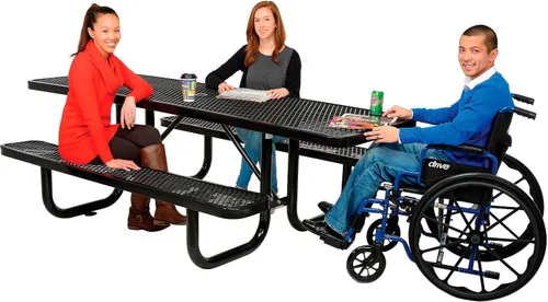Vista 6 de Global Industrial Mesa de picnic rectangular de 8 pies, compatible con ADA Negro