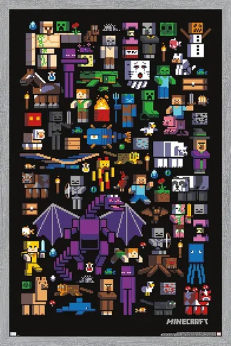 Vista 18 de Trends International Minecraft - Póster de pared de Mobbery, 14.725 x 22.375 pulgadas, versión con marco de madera tipo granero