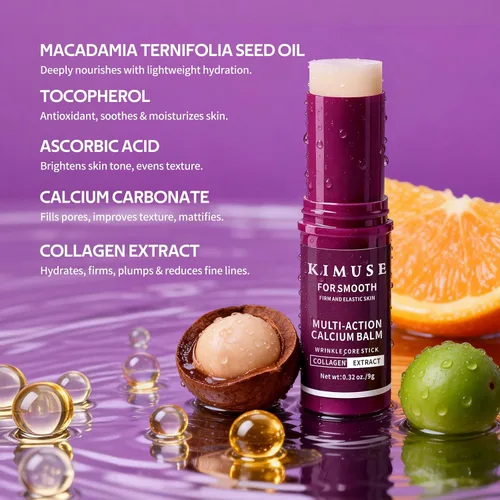 Vista 9 de KIMUSE Paquete de 2 barras de bálsamo de calcio multiacción, todo en uno antiarrugas Bounce Multi Balm Stick coreano Cuidado de la piel, fórmula