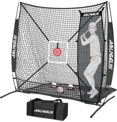 Vista 10 de 6'X6' Baseball Softball Practice Net,Pitching Net,Batting Net,with Dummy Batter,Bonus Strike Zone Target and Bow Frame,for Hitting,Pitching,Catching