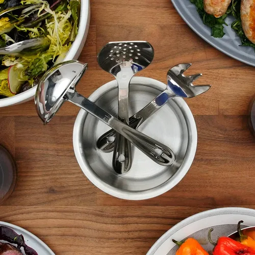 Vista 4 de All-Clad Utensilios de cocina especializados de acero inoxidable, juego de 5 herramientas con cajuela, herramientas de cocina, trucos de cocina
