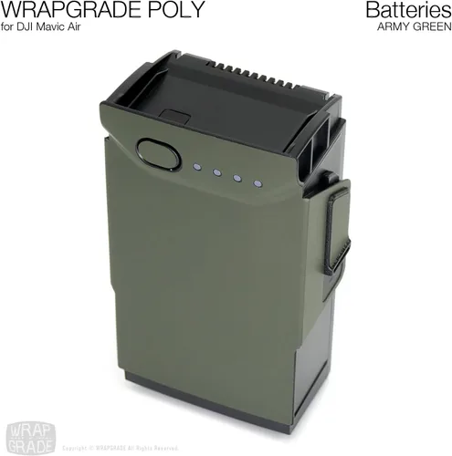 Vista 2 de Wrapgrade Poly Skin compatible con DJI Mavic Air 3 baterías (verde militar)