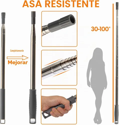 Vista 3 de Plumeros para limpieza, mango largo de 30 a 100 pulgadas con 4 tipos de Naranja