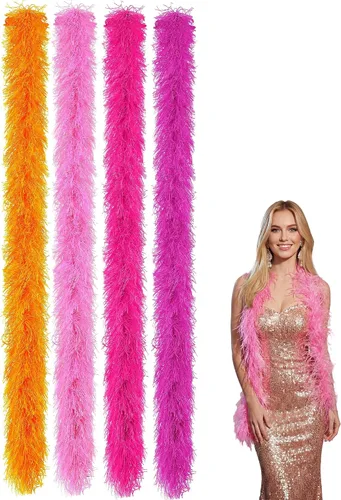 Vista 17 de Jexine Boas de plumas artificiales en masa, boas esponjosas para decoración de disfraces de boda, vestidos, suministros para fiestas de té