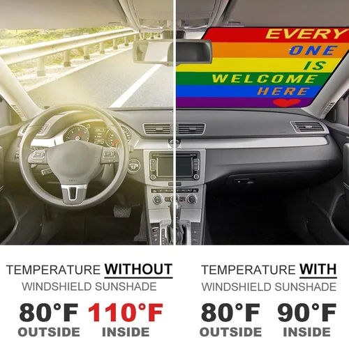 Vista 4 de Progress Pride Flag Rainbow Gay Lesbian Transgender Bisexual LGBTQ Car Windshield Sunshade Front Blocks Window Sun Visor Protector Cover Accessories