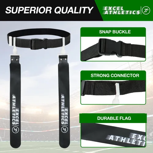 Vista 7 de Juego de fútbol con bandera, cinturones de fútbol ajustables para jóvenes, niños y adultos con 1 cinturón y 2 banderas (blanco)