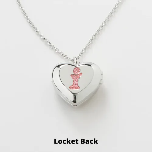 Vista 5 de Collar con medallón de corazón para niña pequeña colgante de animal con purpurina brillante almacenamiento interior secreto cadena de tono plateado
