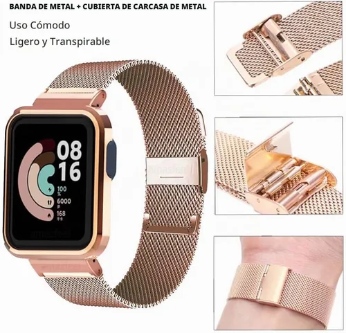 Vista 3 de Compatible con Redmi Watch 2 Lite, correa de repuesto de metal de acero inoxidable compatible con Xiaomi Mi Watch Lite 2 Smart Watch Negro