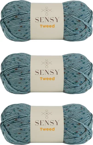 Vista 10 de S Sensy Tweed - Hilo mediano calibre acrílico #4 de primera calidad, color azul, 213 yardas, 4 onzas